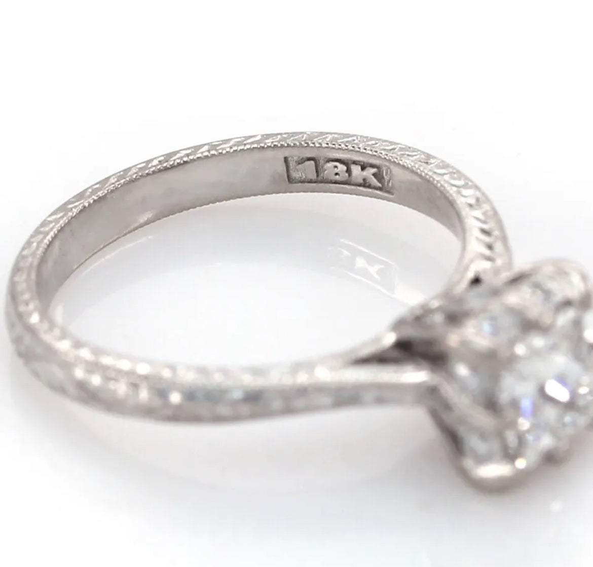 TACORI 18K White Gold Princess Engagement Ring Retail $7500