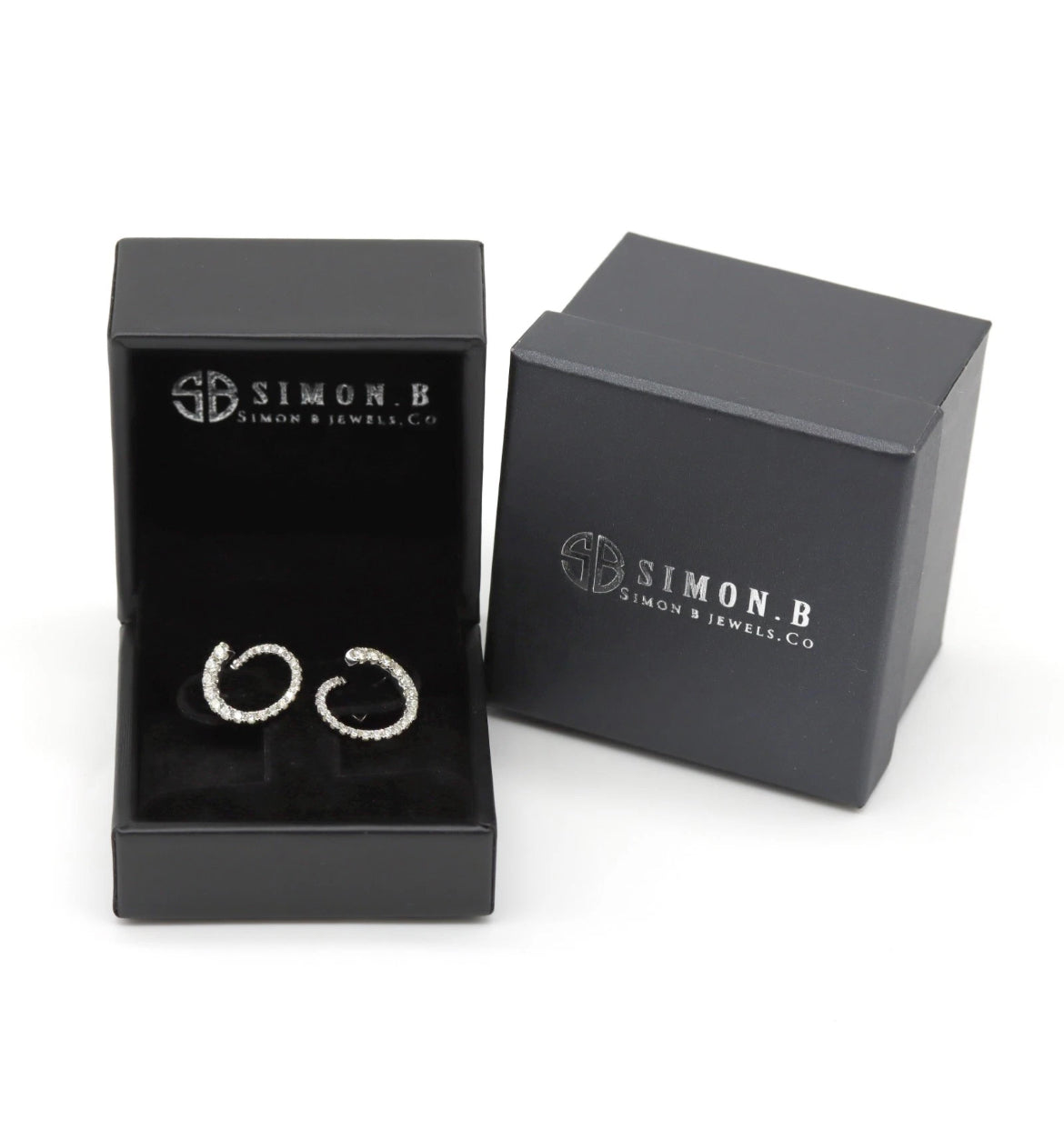 Lab-Grown Diamond Curved Stud Earrings 14K White Gold - 1.39ct Graduated Prong Setting Lifestyle Model Shot Elegant Wear