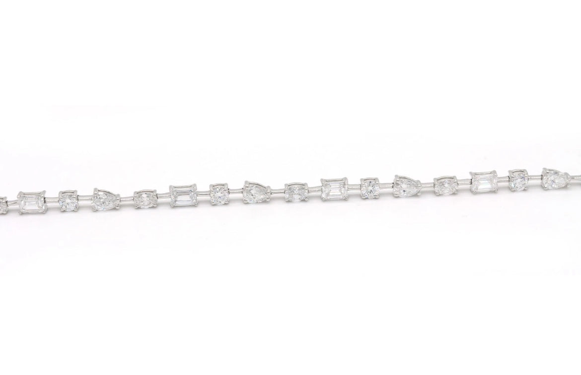 14K White Gold 7.70ct Lab Diamond Tennis Bracelet – VVS E-F Multi-Shape Certified