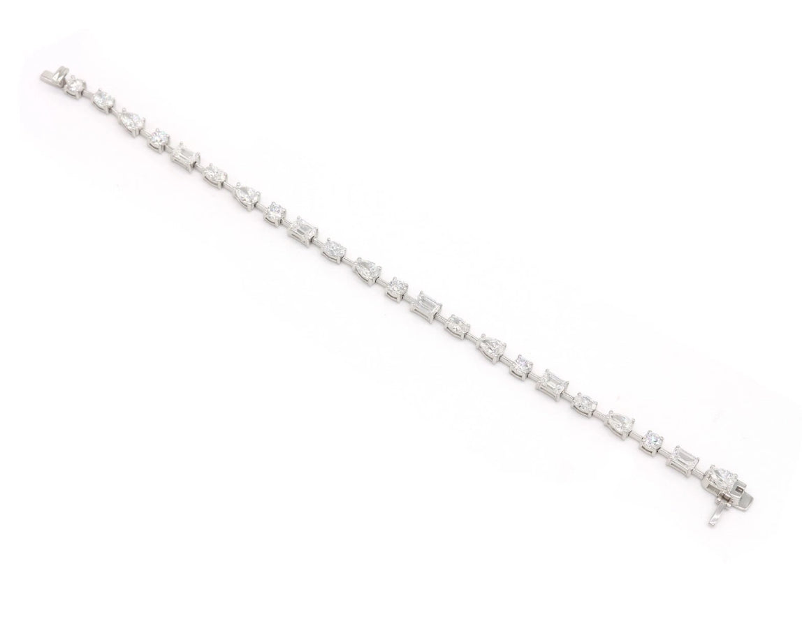 14K White Gold 7.70ct Lab Diamond Tennis Bracelet – VVS E-F Multi-Shape Certified