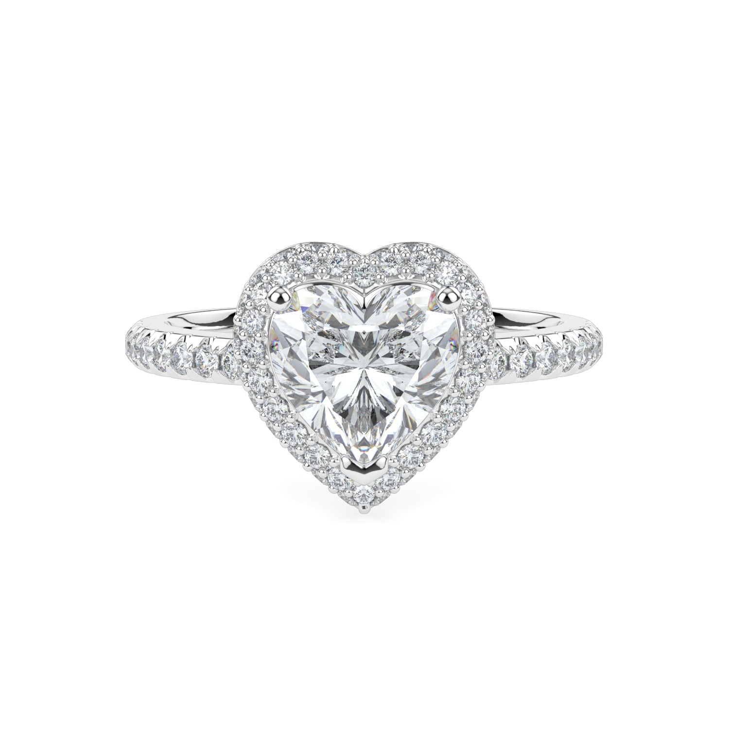 1.50 CT Heart Shape Diamond E-F VS  Micropave Engagement Ring