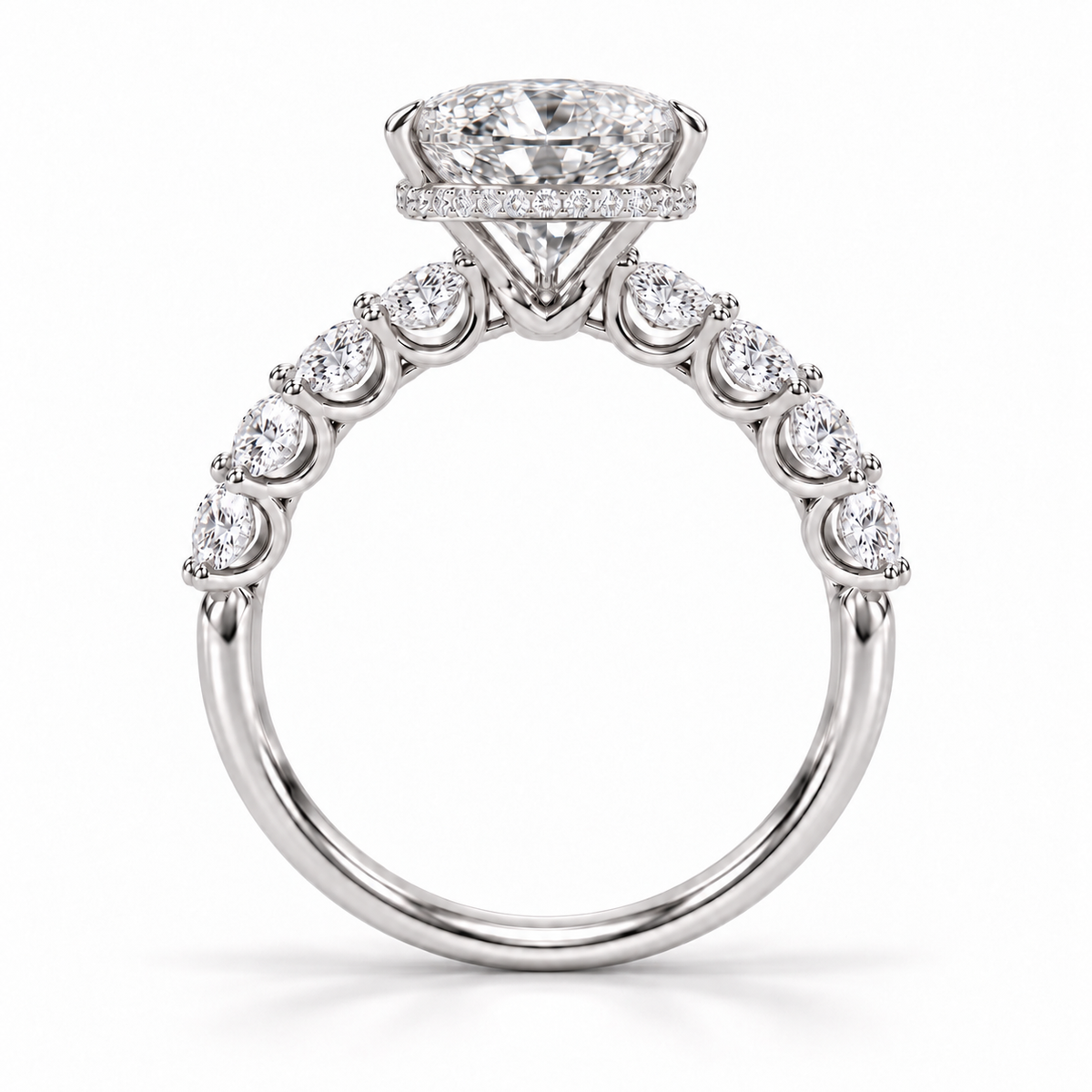 4.50 Carat Oval Lab Diamond Hidden Halo Engagement Ring | IGI Certified