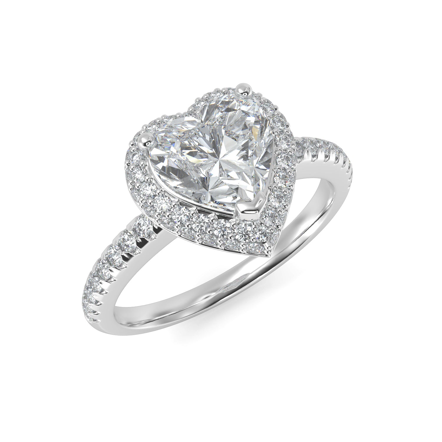1.50 CT Heart Shape Diamond E-F VS  Micropave Engagement Ring