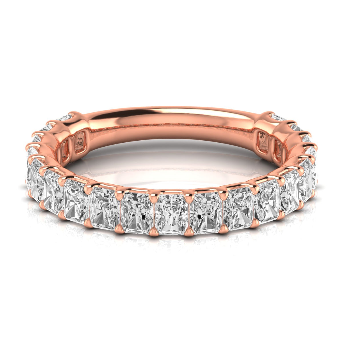 2 CTW Radiant-Cut Lab-Grown Diamond Three-Quarter Eternity Wedding Band in 14K Gold
