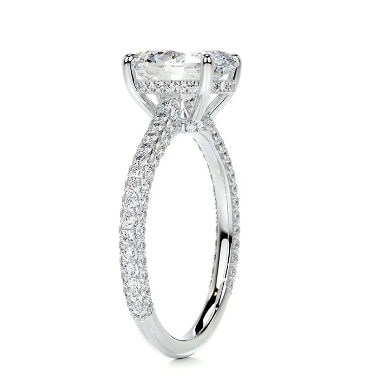 3.75 carat Oval Diamond MicroPave Engagement Ring