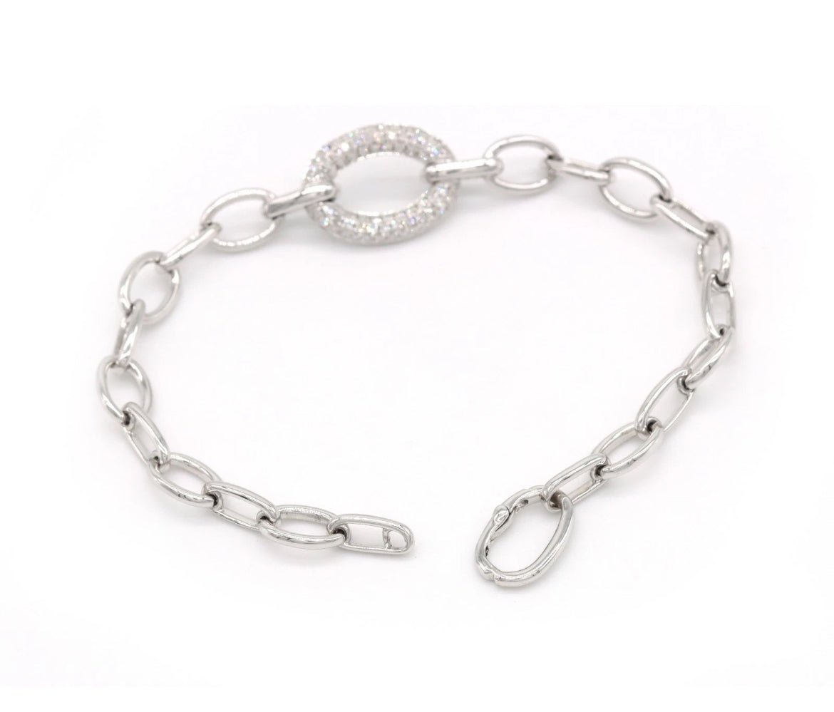 Simon B Jewels 0.61ct Diamond Pavé Oval Link Chain Bracelet 14K Gold