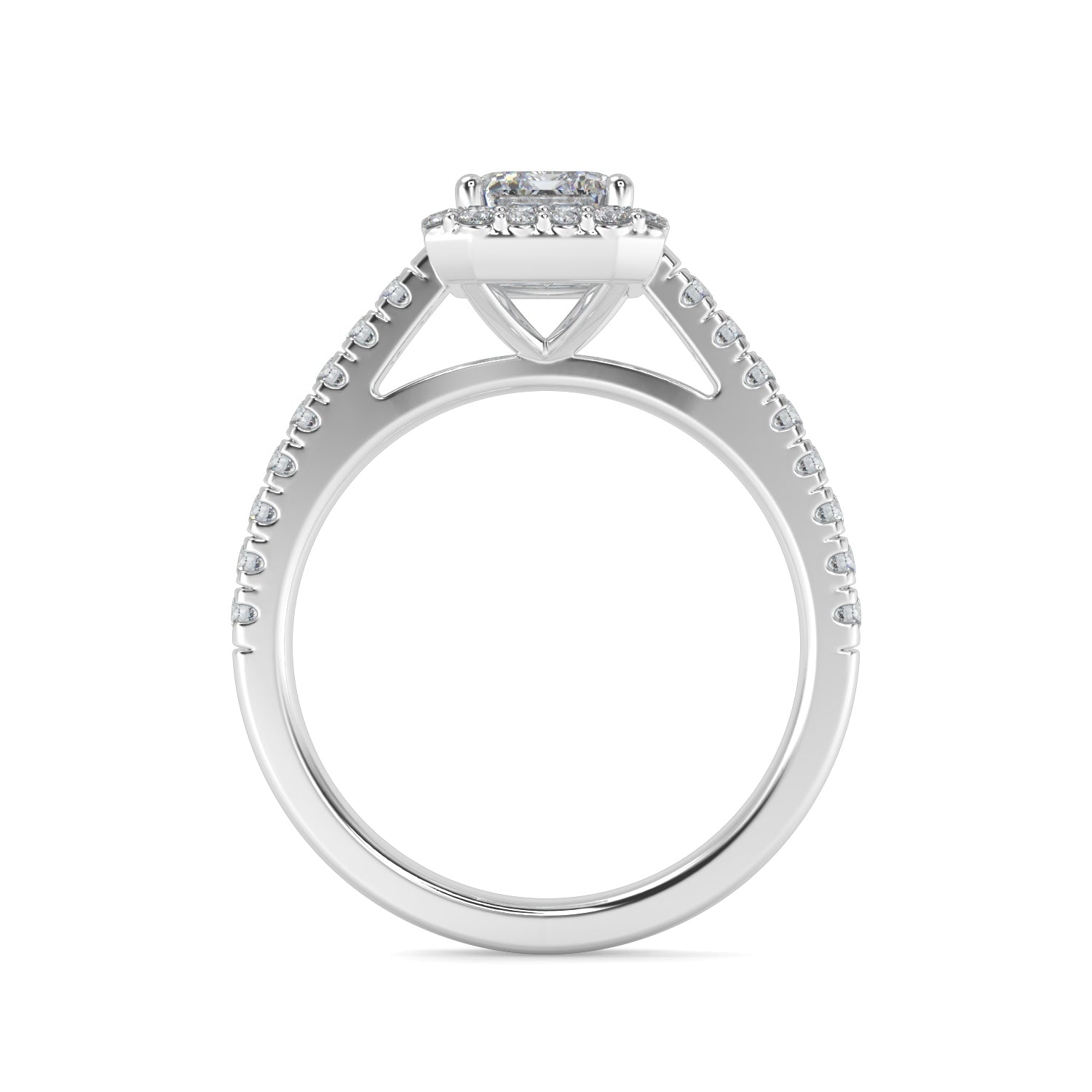 1.50ct Emerald Cut Diamond Halo Engagement Ring in 14k White Gold