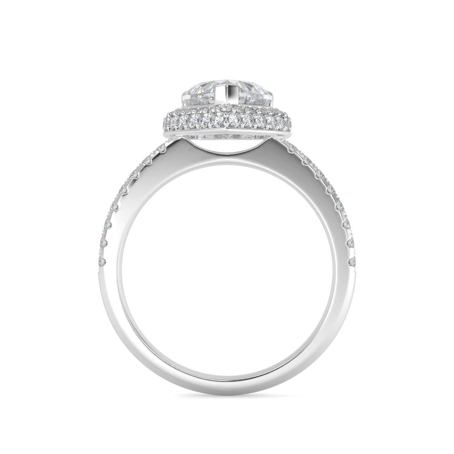 1.50 CT Heart Shape Diamond E-F VS Micropave Engagement Ring