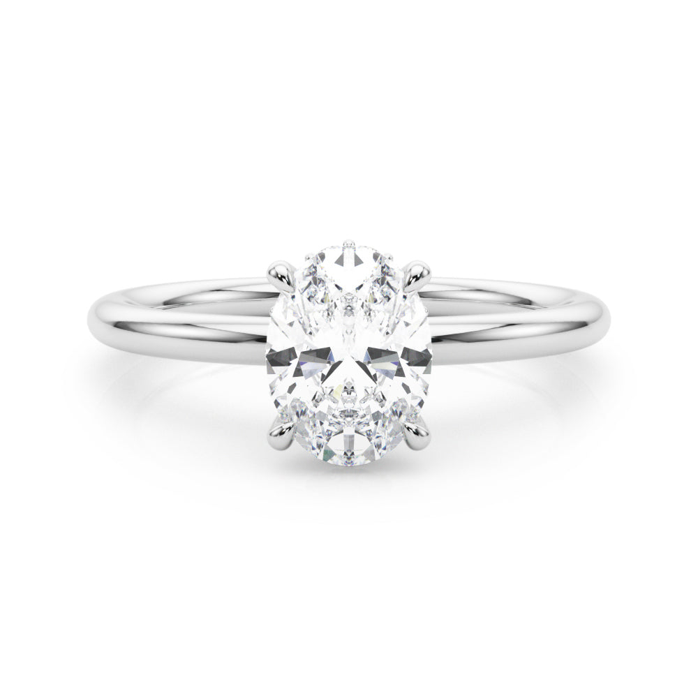 2 CT TW Hidden Halo Oval Lab Grown Diamond Engagement Ring in 18K White Gold