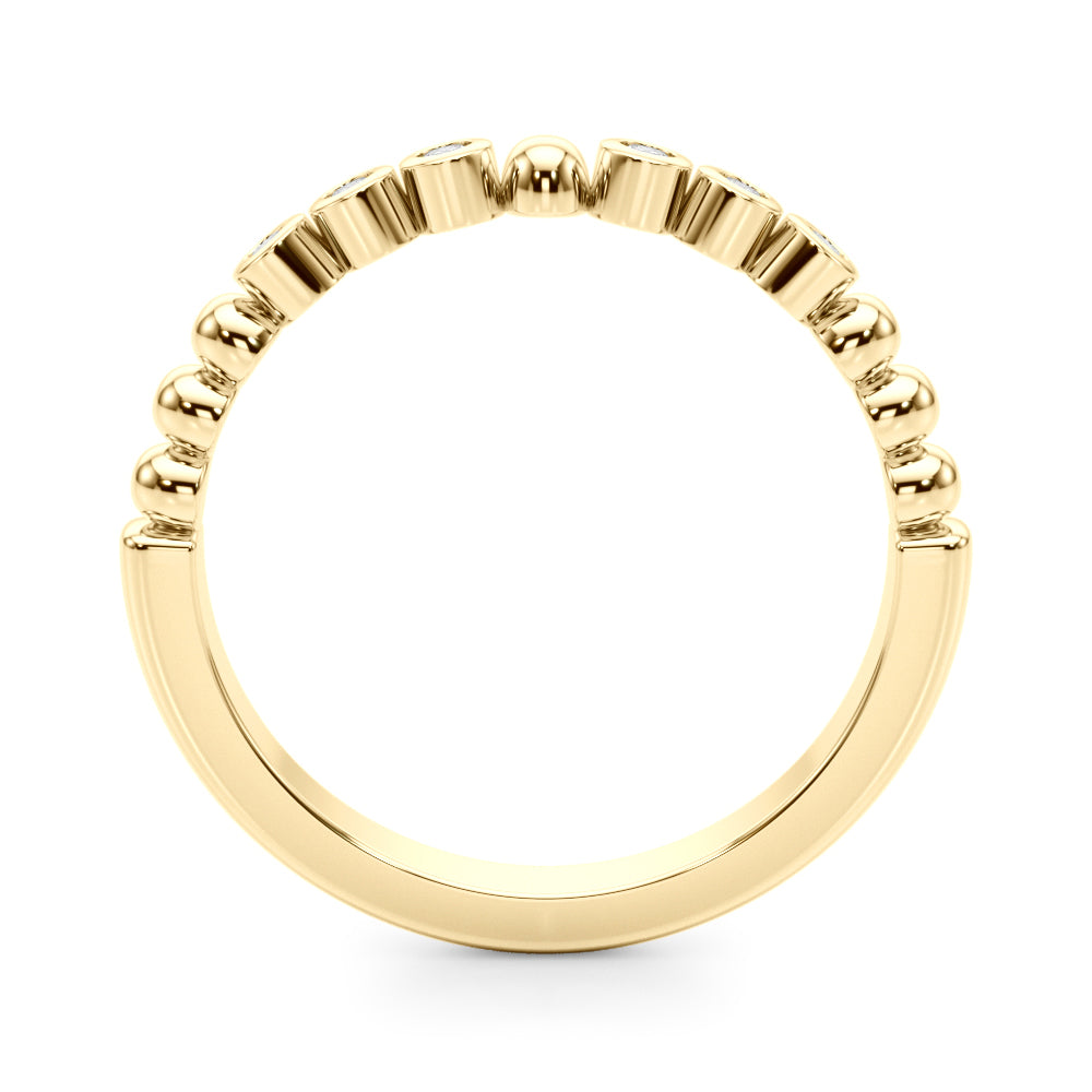 1/10 CT TW Round Diamond Beaded Bezel set Wedding Band 14k Gold