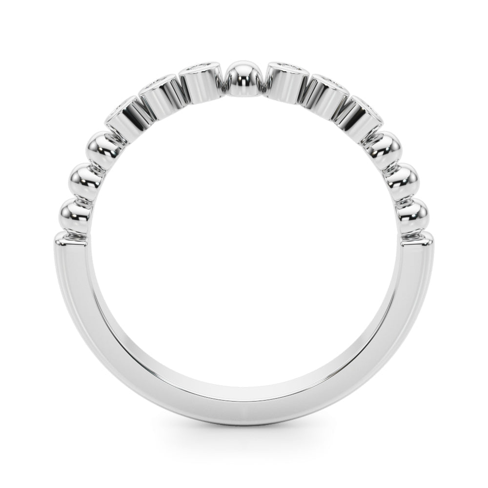 1/10 CT TW Round Diamond Beaded Bezel set Wedding Band 14k Gold