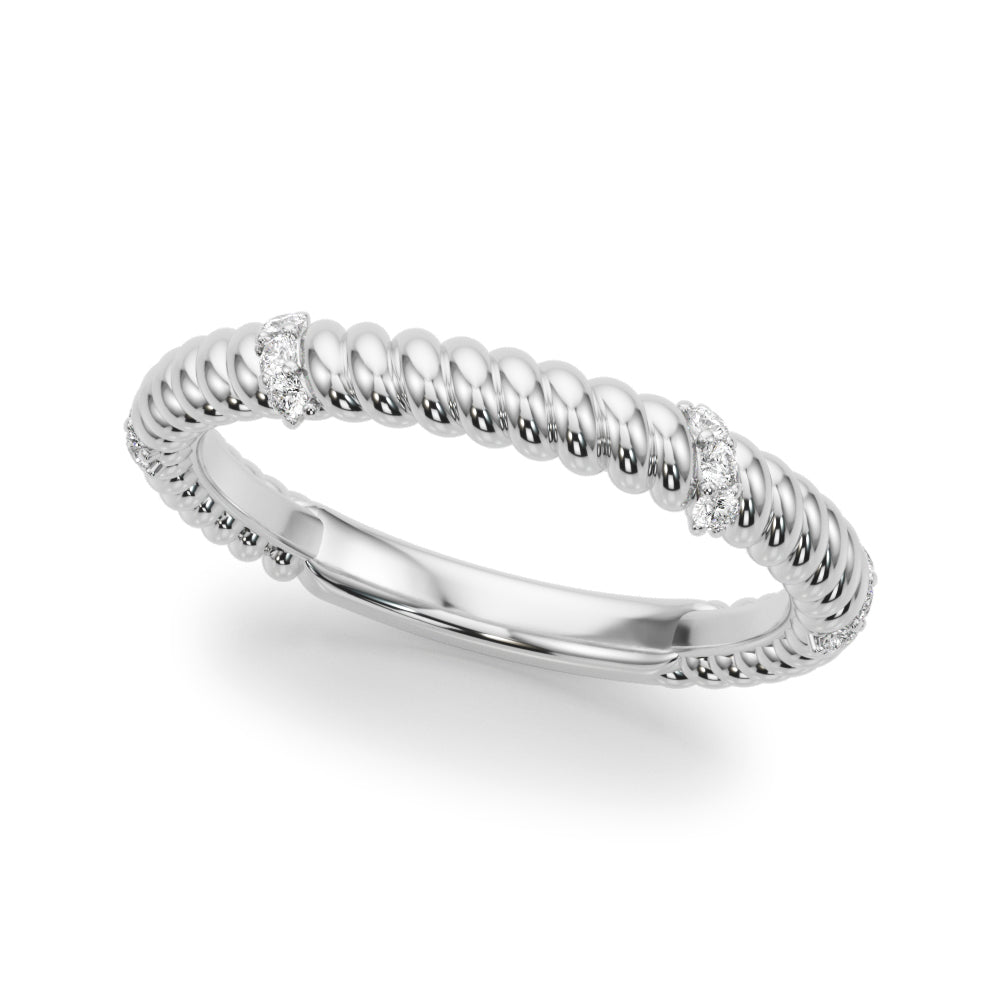 1/8 CT TW Round Diamond Cable Wire Pave Wedding Band 14k Gold