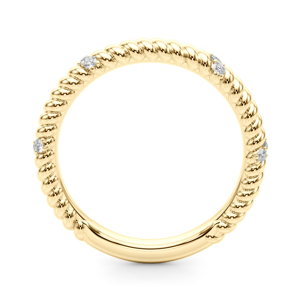 1/8 CT TW Round Diamond Cable Wire Pave Wedding Band 14k Gold