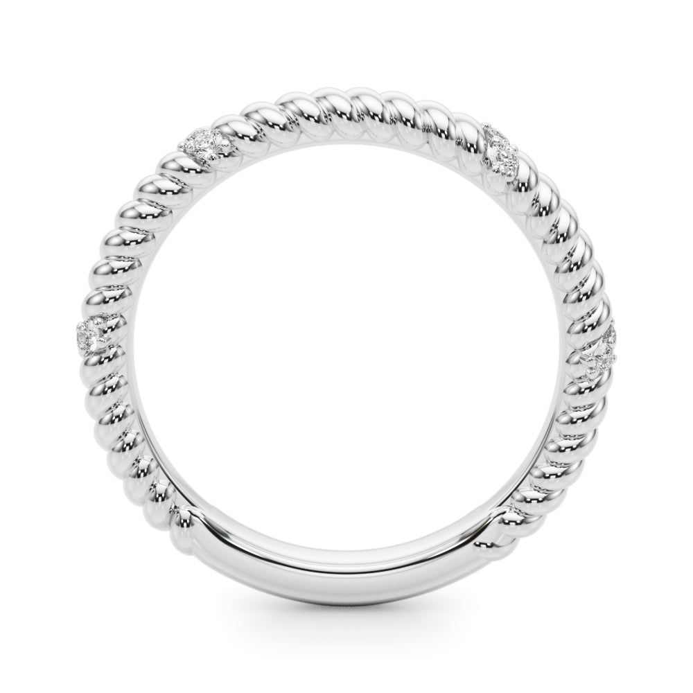 1/8 CT TW Round Diamond Cable Wire Pave Wedding Band 14k Gold
