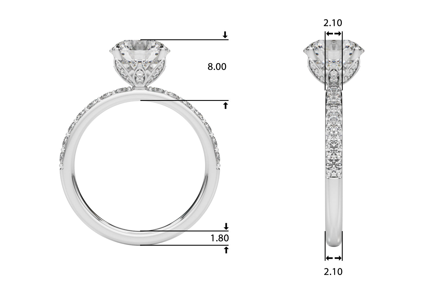 2.00 Carat IGI Certified F-G VS/VVS Round Diamond Engagement Ring in 14K Gold
