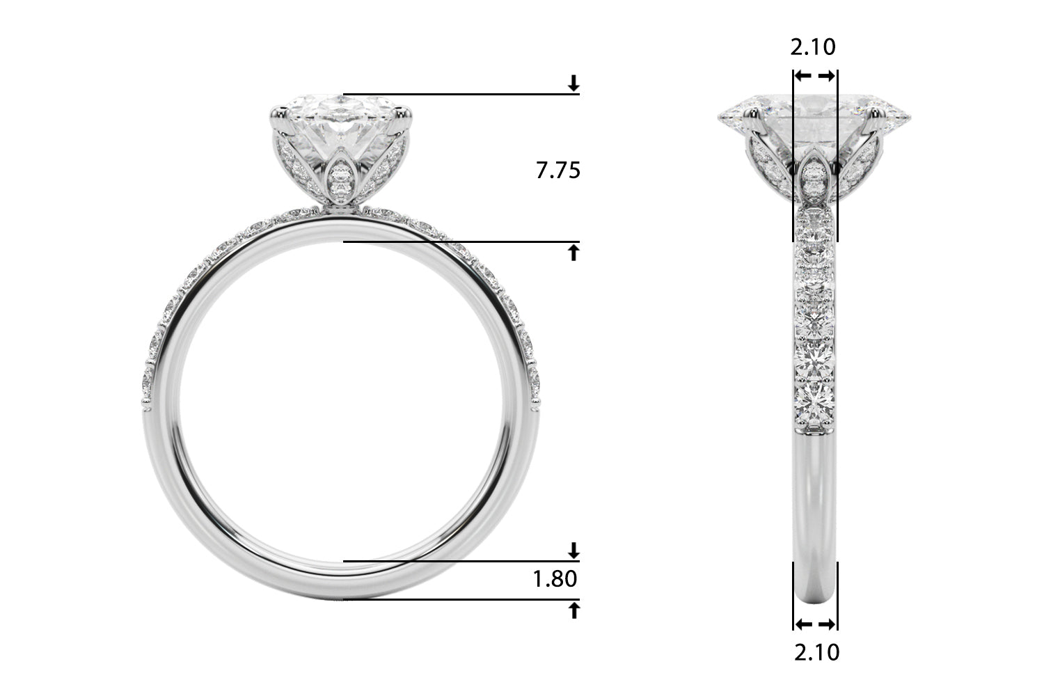 2.00ct Oval Diamond Engagement Ring 14K Gold | E VS IGI Certified | 0.50ct Side Stones | SIMON B JEWELS