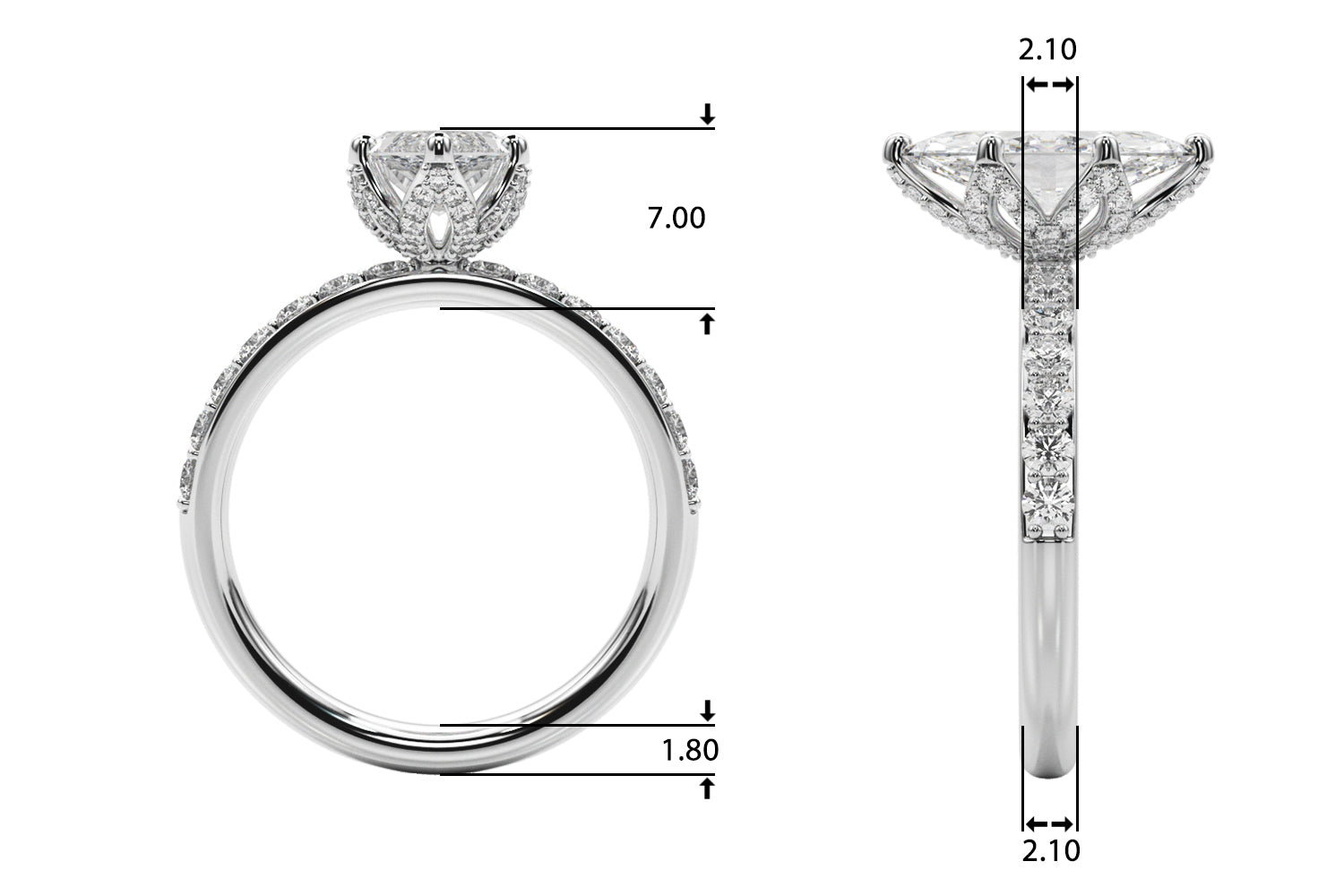 Marquise 2.00 CT F-G VS/VVS Lab Diamond Hidden Halo Engagement Ring