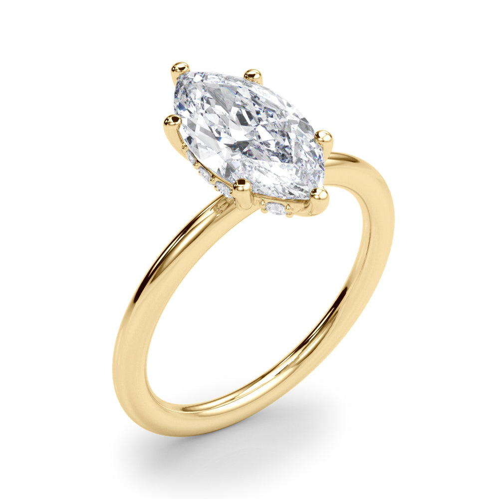 Marquise Cut Diamond Engagement Ring 2.20 Carat G VS IGI Certified | 14K Gold Hidden Halo Solitaire