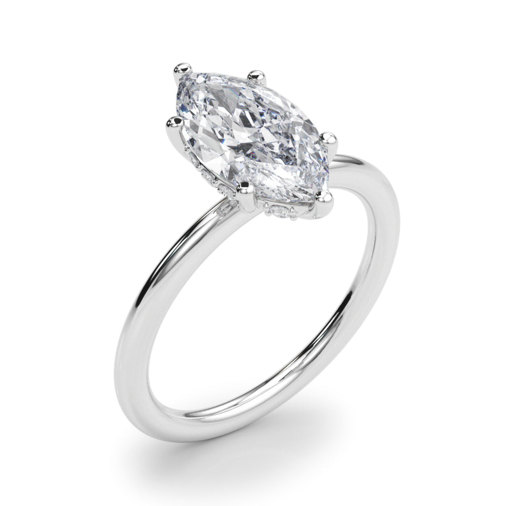 Marquise Cut Diamond Engagement Ring 2.20 Carat G VS IGI Certified | 14K Gold Hidden Halo Solitaire
