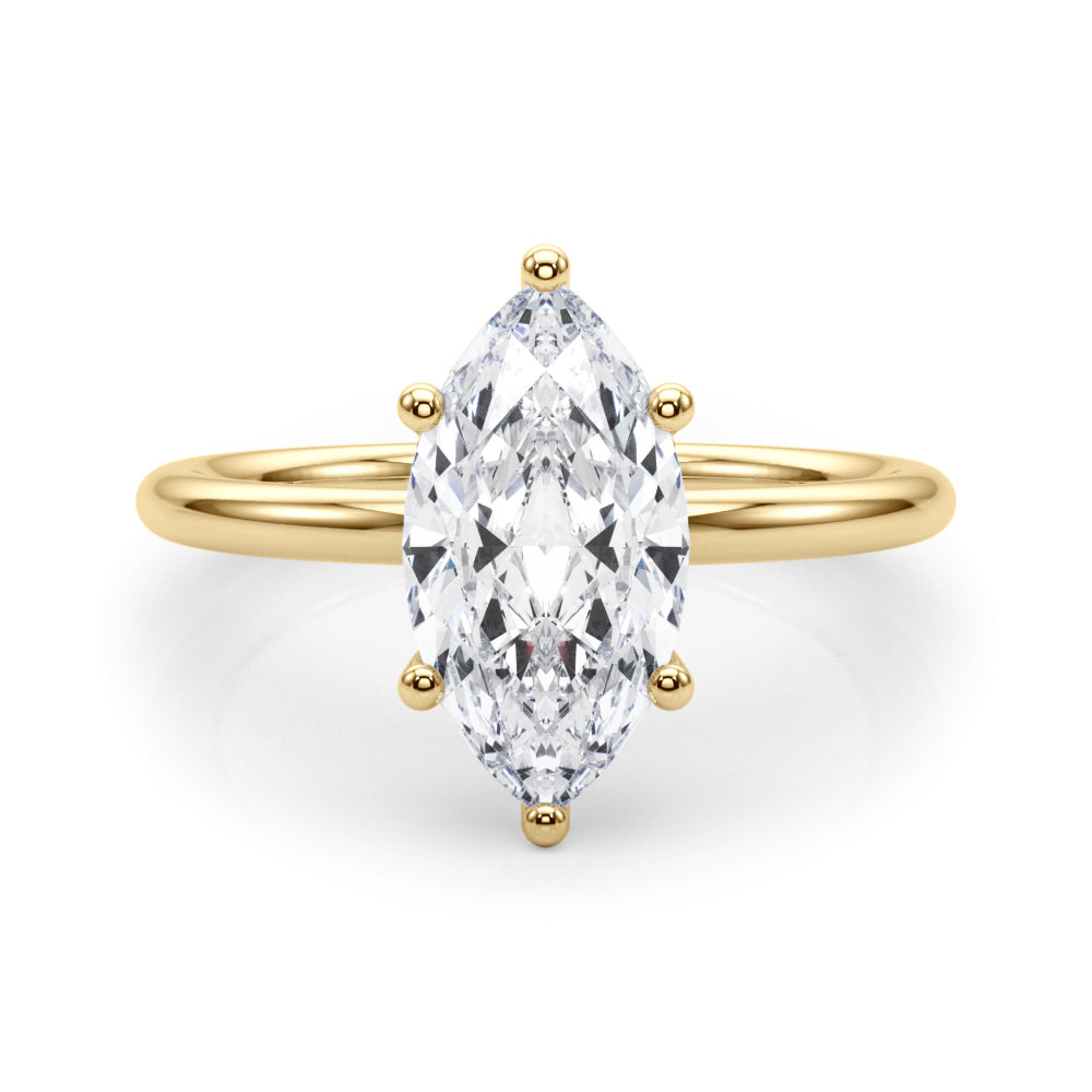 Marquise Cut Diamond Engagement Ring 2.20 Carat G VS IGI Certified | 14K Gold Hidden Halo Solitaire