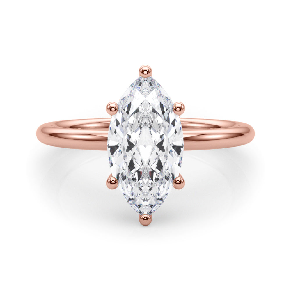 Marquise Cut Diamond Engagement Ring 2.20 Carat G VS IGI Certified | 14K Gold Hidden Halo Solitaire