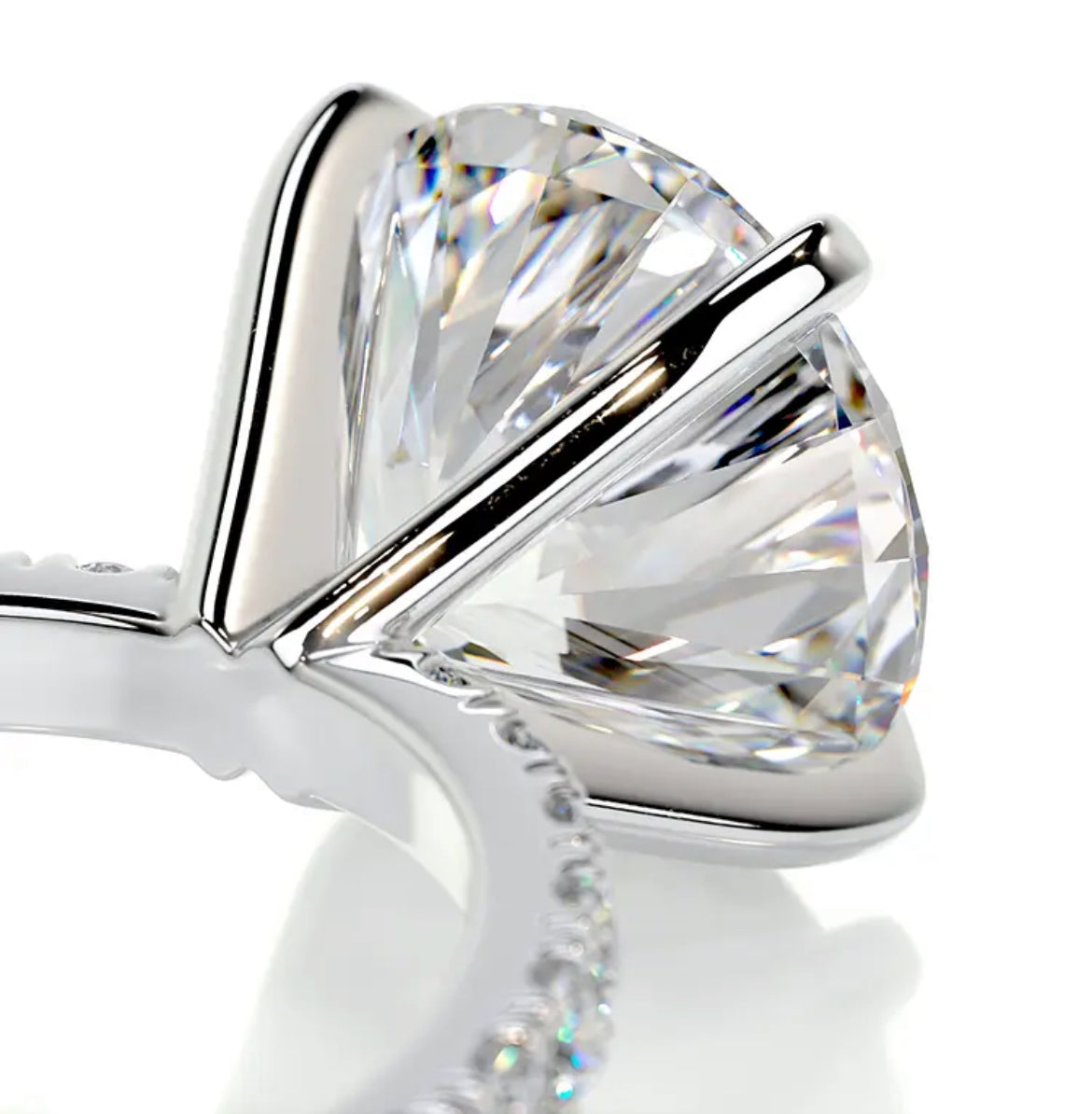 5.25 carat Round Diamond Micro-pave Petite Wire Solitaire Engagement Ring