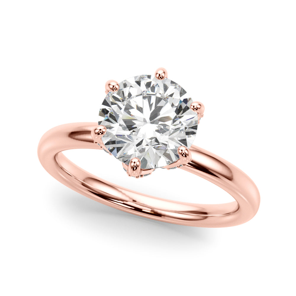 6-prong floral lab-grown diamond engagement ring in rose gold