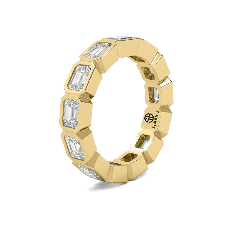 3.00 carat Emerald cut Lab Diamond Elongated Eternity Band Anniversary Ring 14K White