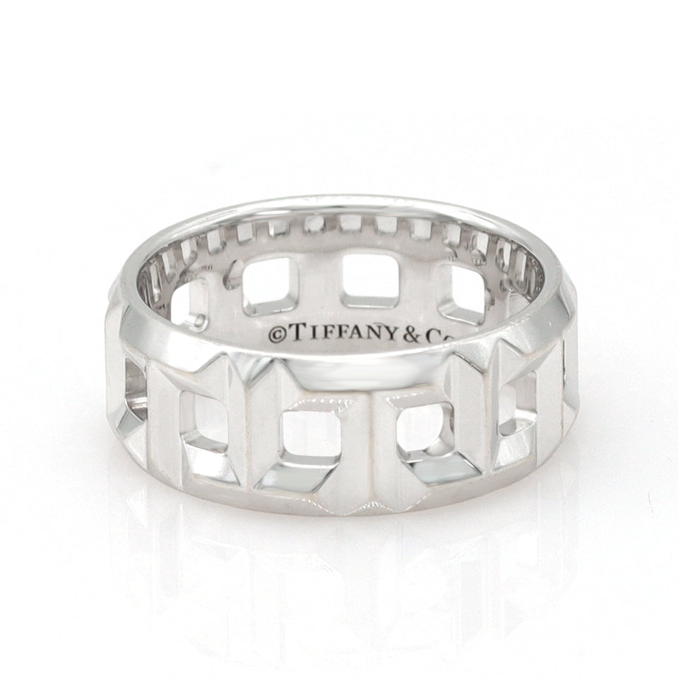 Tiffany & Co. T True 8mm Wedding Band Ring 18k white Gold Size 8.5