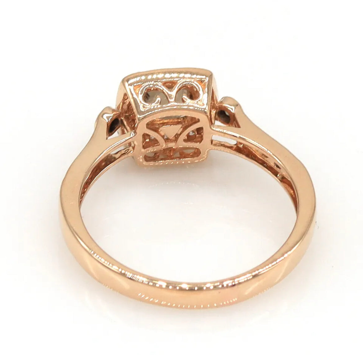 Le Vian 14K Rose Gold Smoky Quartz & Diamond Cushion Ring – 9mm Center, Size 7.25