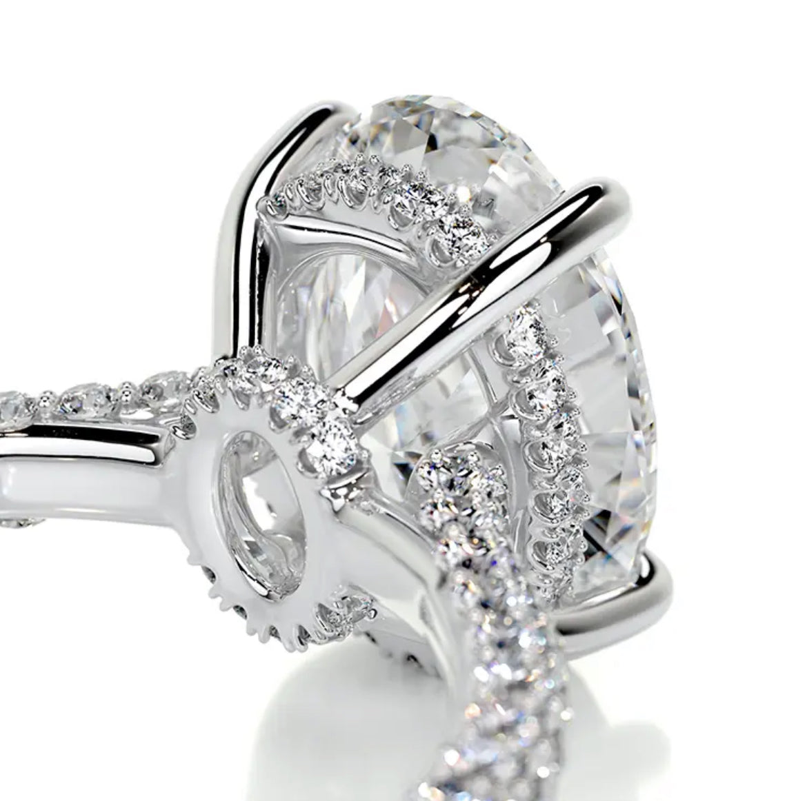 3.75 carat Oval Diamond MicroPave Engagement Ring