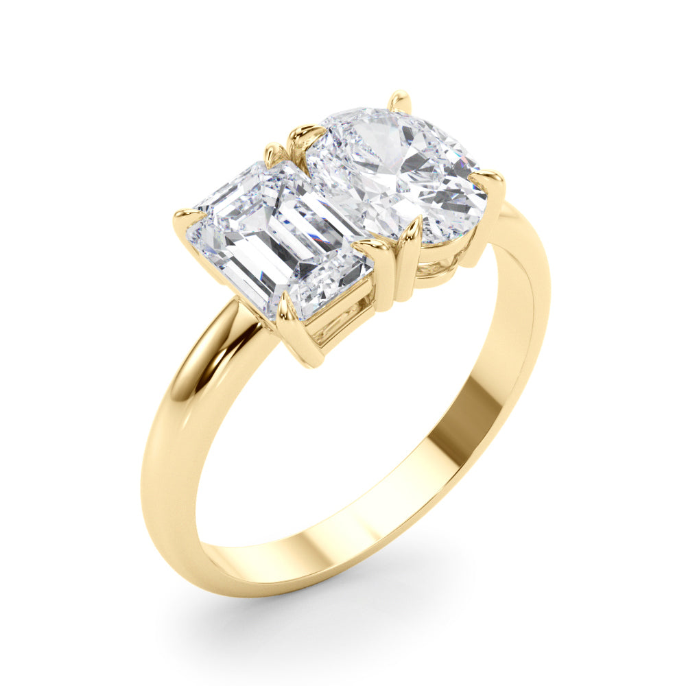 3.00 Carat Emerald and Oval Lab-Grown Diamond Two-Stone Engagement Ring in 14K Gold – IGI Certified