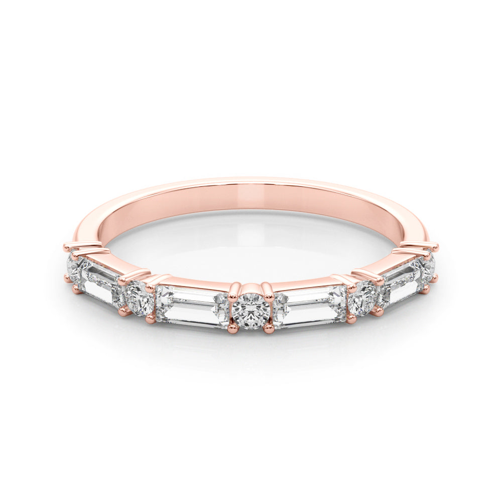 5/8 CT TW Round & Baguette Alternating Diamond Wedding band