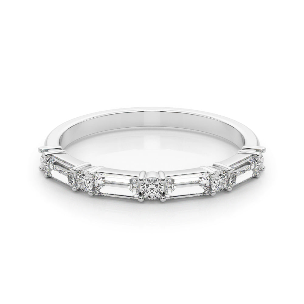 5/8 CT TW Round & Baguette Alternating Diamond Wedding band