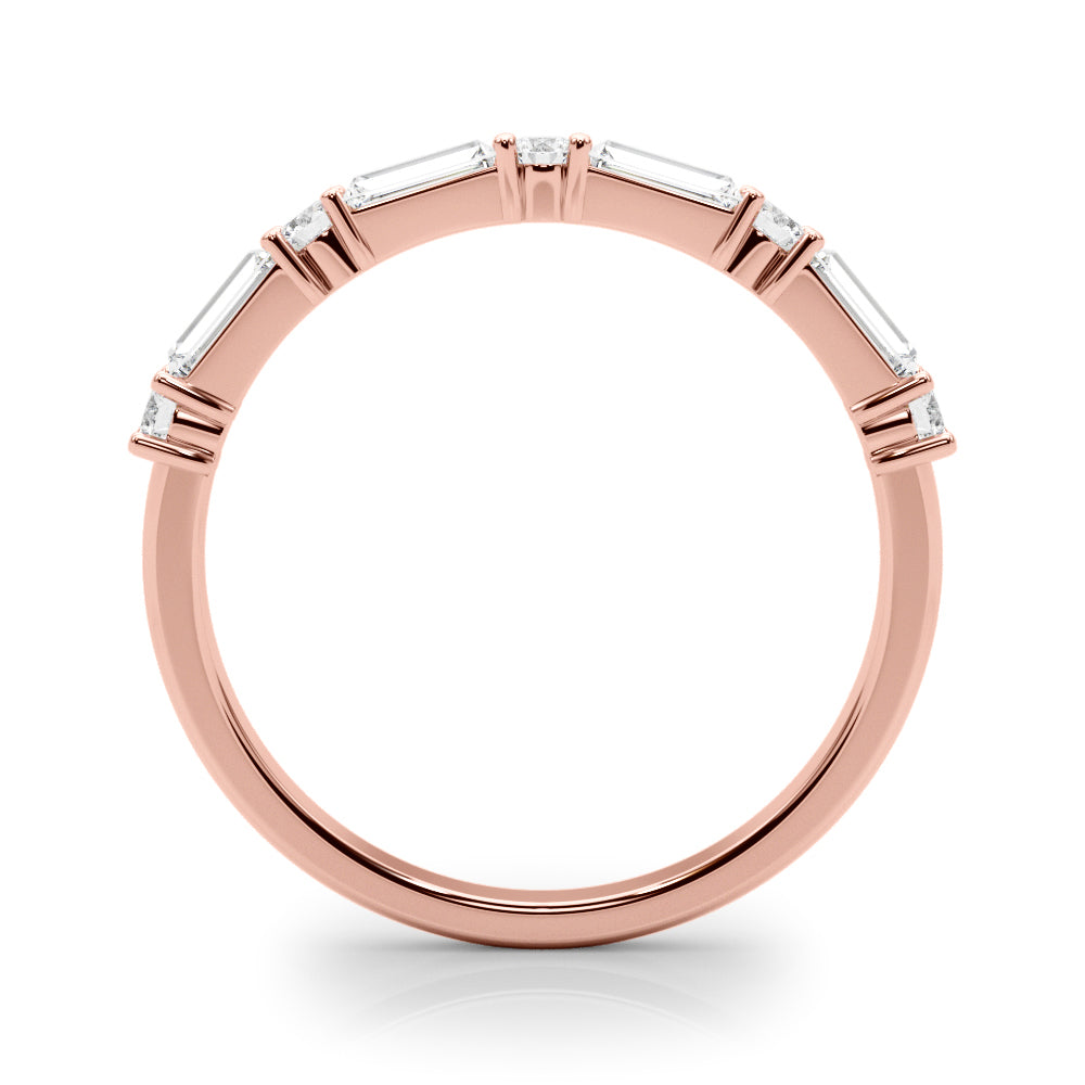 5/8 CT TW Round & Baguette Alternating Diamond Wedding band