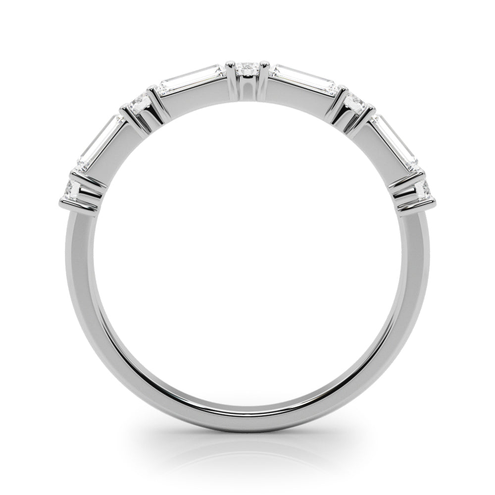 5/8 CT TW Round & Baguette Alternating Diamond Wedding band