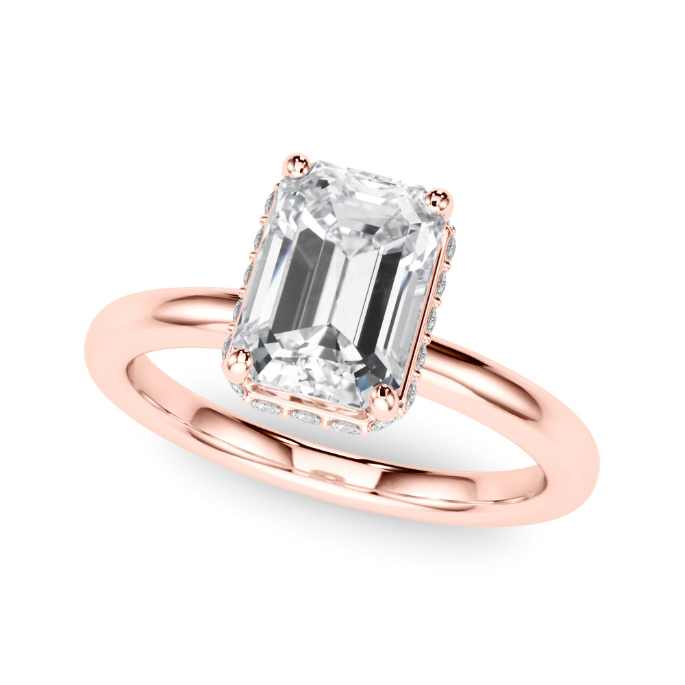 2.00ct Emerald Cut Lab Diamond Hidden Halo Engagement Ring 14K Gold IGI Certified