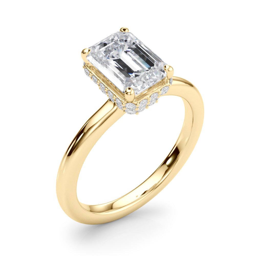 2.00ct Emerald Cut Lab Diamond Hidden Halo Engagement Ring 14K Gold IGI Certified