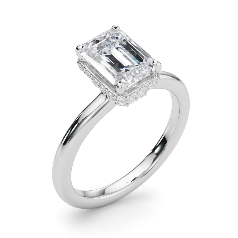 2.00ct Emerald Cut Lab Diamond Hidden Halo Engagement Ring 14K Gold IGI Certified
