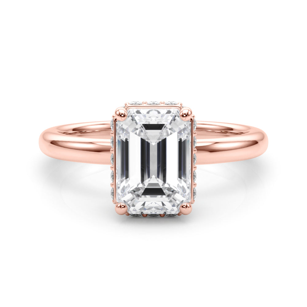 2.00ct Emerald Cut Lab Diamond Hidden Halo Engagement Ring 14K Gold IGI Certified