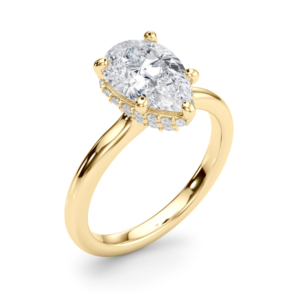 3 Carat Pear-Shaped Lab-Grown Diamond Double Hidden Halo Engagement Ring in 14K Gold