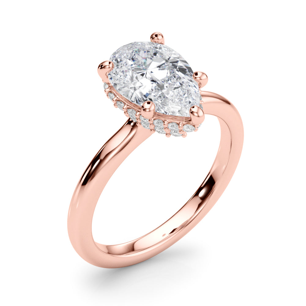 3 Carat Pear-Shaped Lab-Grown Diamond Double Hidden Halo Engagement Ring in 14K Gold
