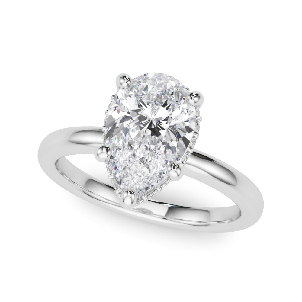 3 Carat Pear-Shaped Lab-Grown Diamond Double Hidden Halo Engagement Ring in 14K Gold