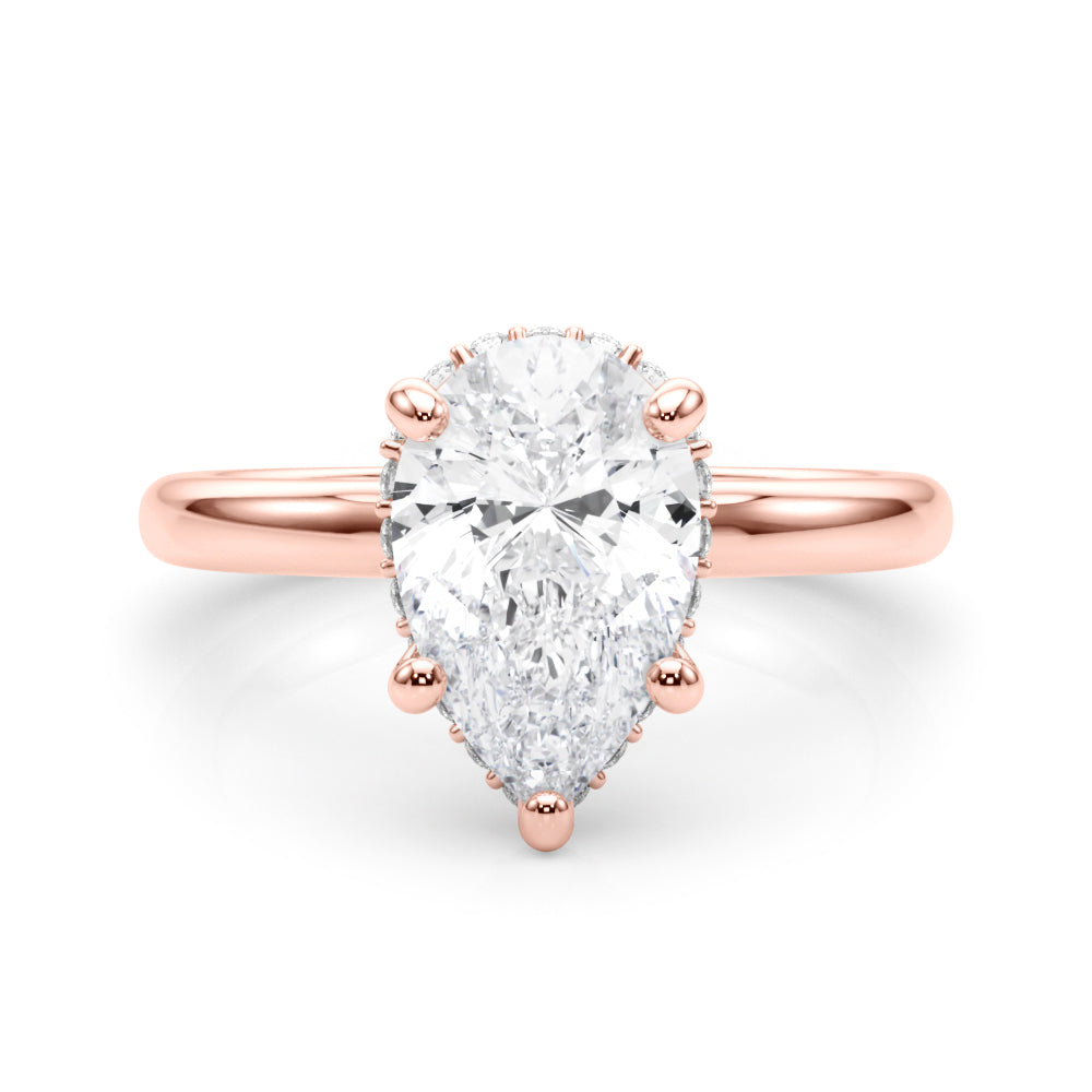 3 Carat Pear-Shaped Lab-Grown Diamond Double Hidden Halo Engagement Ring in 14K Gold