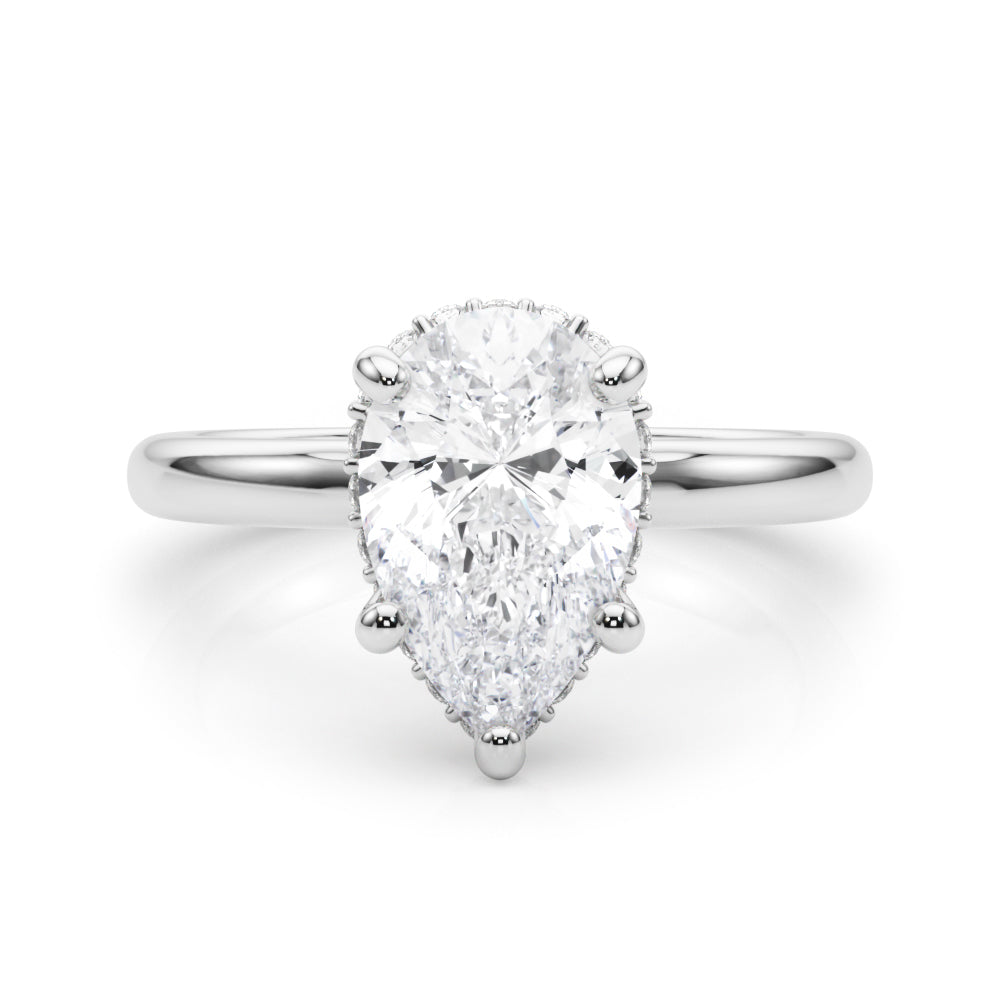 3 Carat Pear-Shaped Lab-Grown Diamond Double Hidden Halo Engagement Ring in 14K Gold
