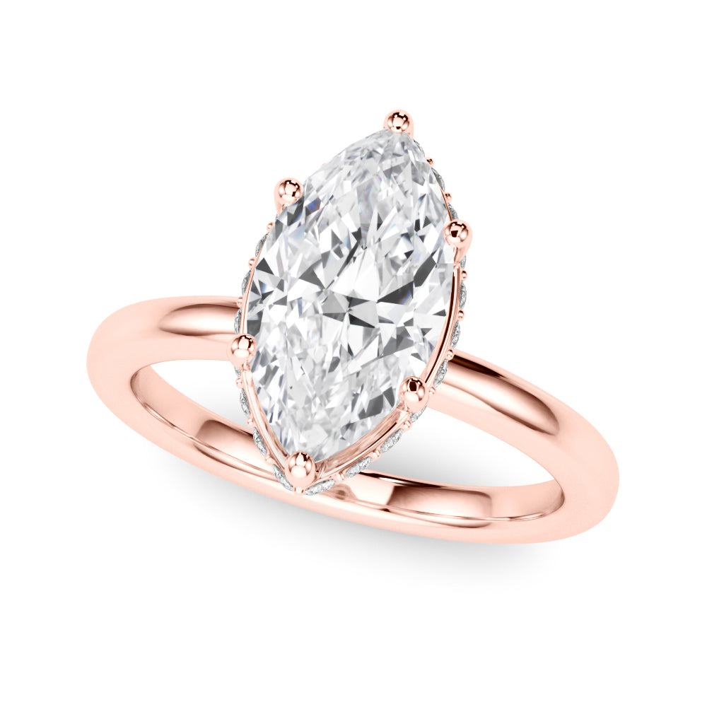 3.00 Carat Marquise Lab-Grown Diamond Double Hidden Halo Engagement Ring in 14K Gold