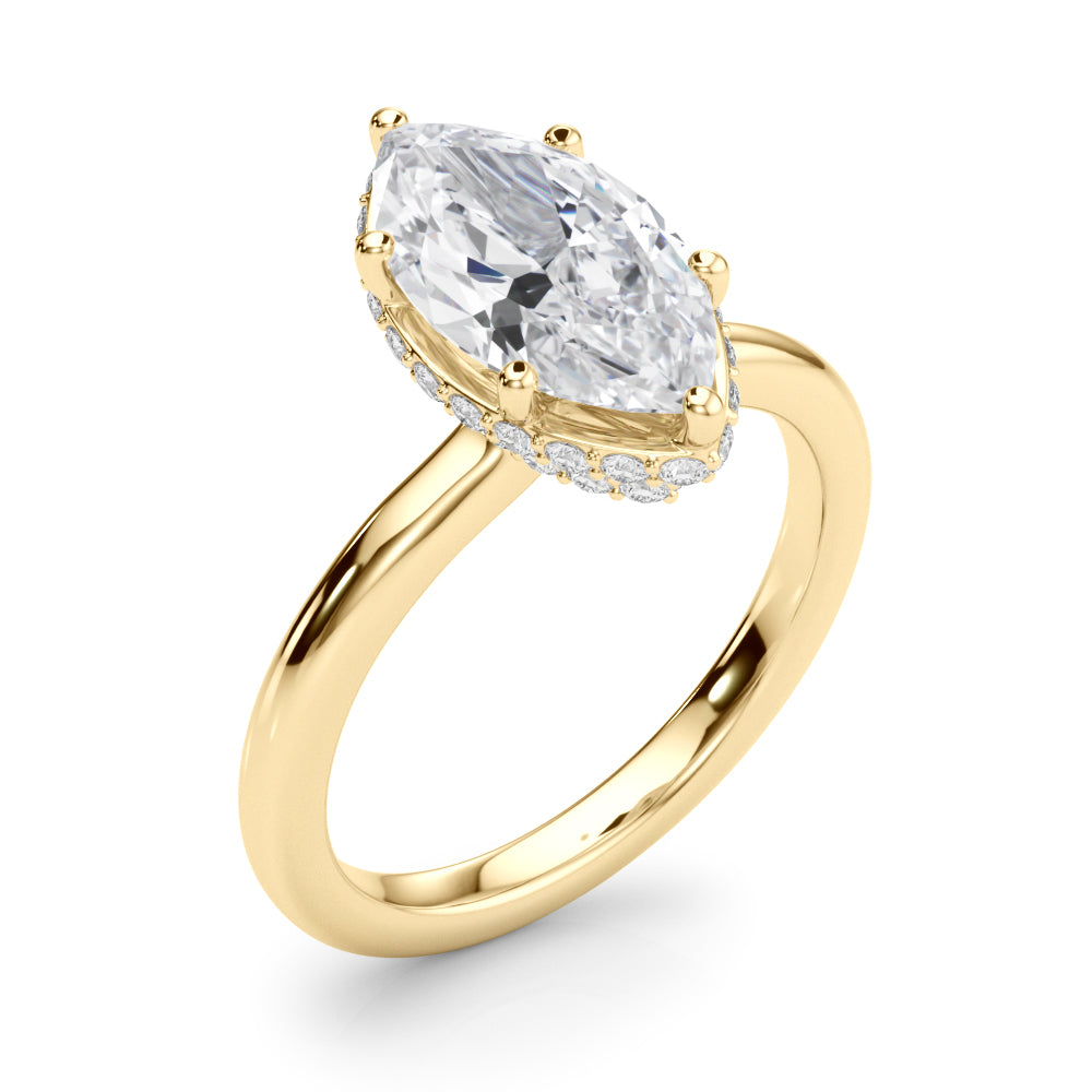 3.00 Carat Marquise Lab-Grown Diamond Double Hidden Halo Engagement Ring in 14K Gold