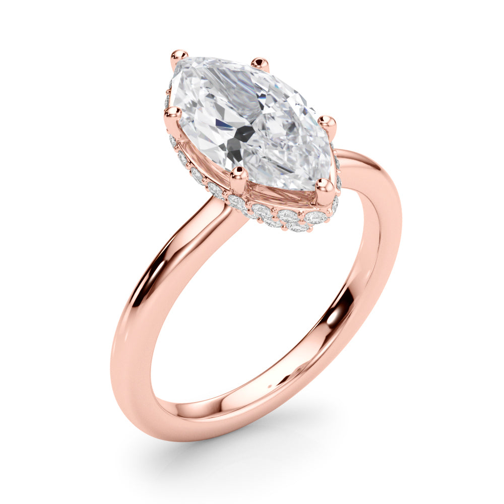 3.00 Carat Marquise Lab-Grown Diamond Double Hidden Halo Engagement Ring in 14K Gold