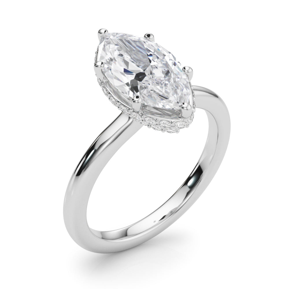 3.00 Carat Marquise Lab-Grown Diamond Double Hidden Halo Engagement Ring in 14K Gold