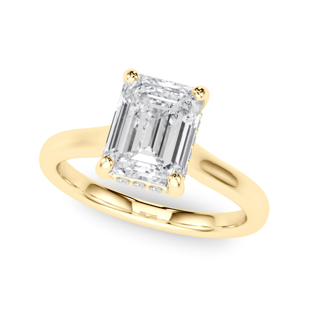 4.00 Carat Emerald Cut Lab-Grown Diamond Hidden Halo Engagement Ring in 14K Gold – IGI Certified